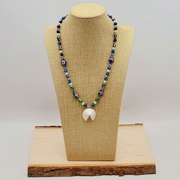 Lucky Fortune Cookie Beaded Handmade One-of-a-Kind Necklace. - Picture 2 of 4